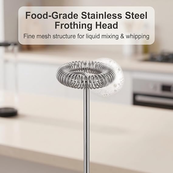 Handheld Milk Frother Electric Coffee Frother Hand Held Stainless Steel Drink Mixer with 19000 RPM Mini Electric Whisk for Latte Matcha Hot Chocolate