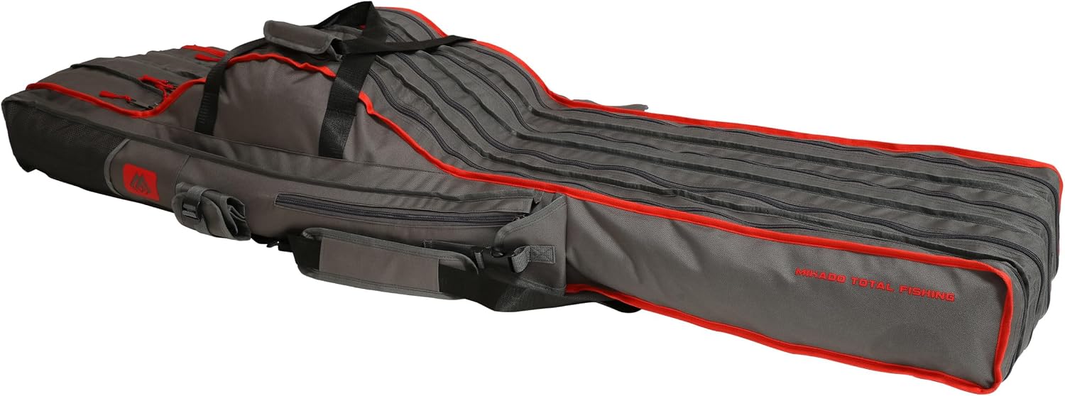 Sac à Canne à Pêche Behr Allround 160 - 3 Compartiments Pour 6 Cannes Montées, Poches Multiples - Nylon Robuste 600D