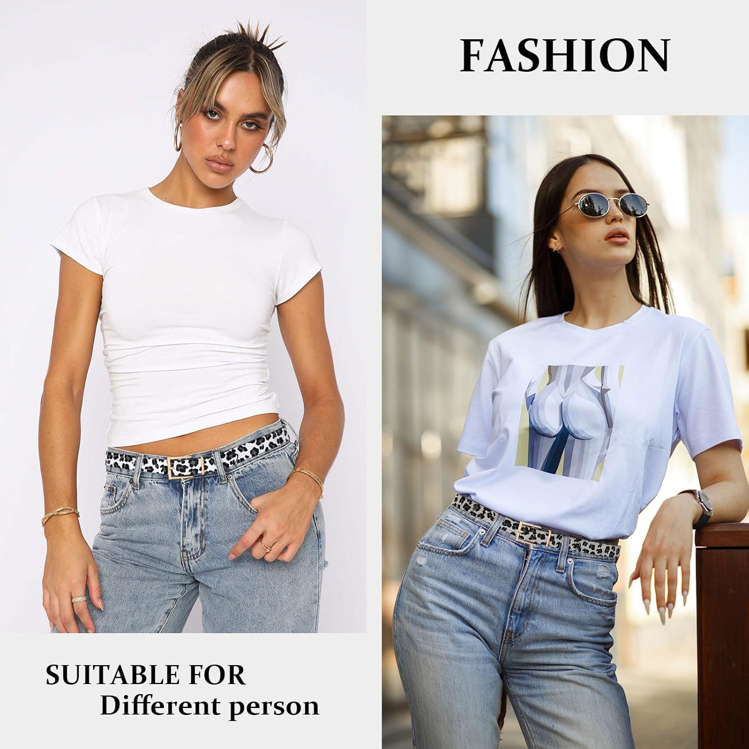 Leather Belt for Women Casual Waist Belt Ladies with Gold Buckle for Jeans Pants Dresses - Image 5