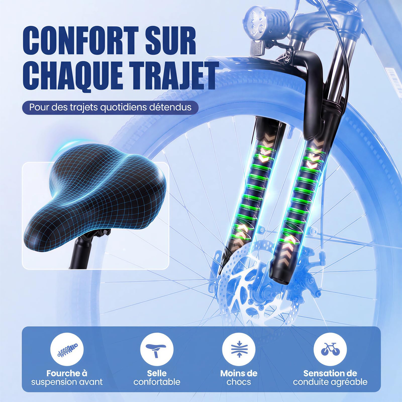 Vélo Électrique Adulte 26", Batterie Amovible 468 Wh, Autonomie jusqu'à 88,5 km, 25 km/h, Vélo de Trekking avec Moteur 250W, VTC Électrique Adulte 7 Vitesses, Charge Max. 120 kg, E-Bike Adults