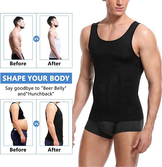 Mens Compression Vest Slimming Sleeveless Undershirts Body Shaper for Men Tummy Control Shapewear Tank Tops