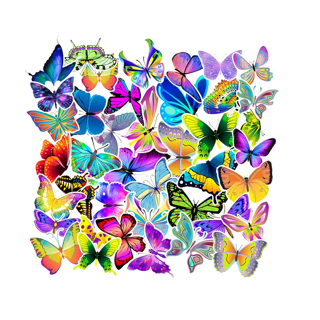 50 Piezas Pegatinas de Mariposa Butterfly Stickers Pegatinas Scrapbooking para Botellas de Agua Computadora Portátil Estuche de Viaje y Patineta