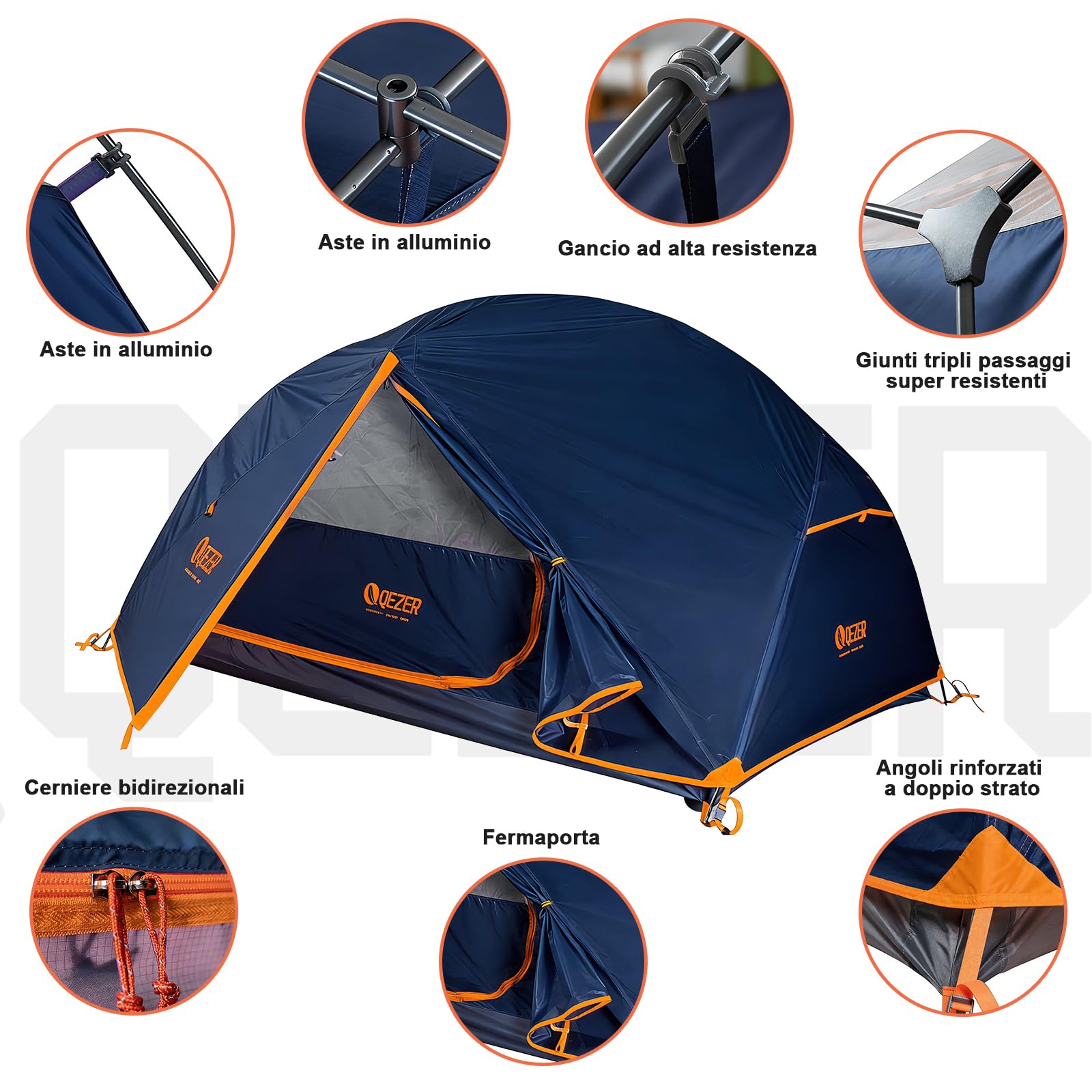Tenda da campeggio, ultraleggera, impermeabile e antivento, adatta per tre stagioni, dimensioni compatte, ideale per escursioni, campeggio e attività all'aperto