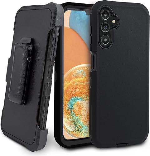 Funda con clip para cinturón para Galaxy A14 5G Drop Full Body Rugged Shock Dust Proof Phone Cover con pantalla incorporada para Samsung A14 5G