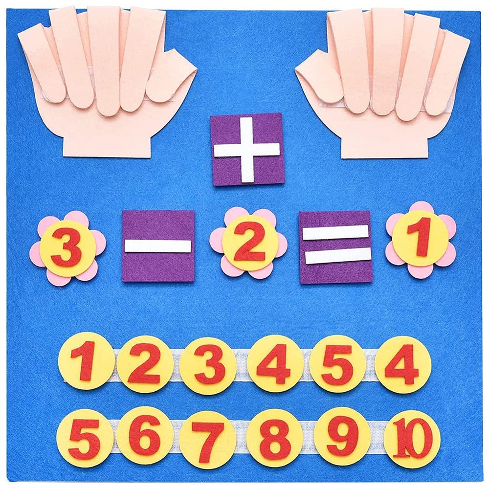 TARSHYRY Giocattolo per Contare la Lavagna in Feltro per Bambini, Aiuto per l'apprendimento dei Numeri, Strumento Educativo per la Scuola Materna e Prescolare (BLUE)