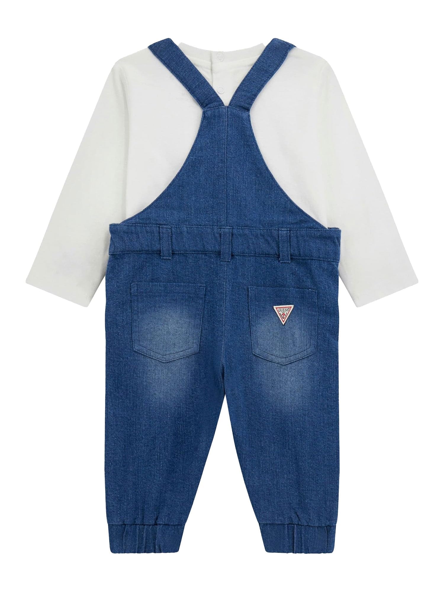 GUESS Completo due pezzi neonato salopette in denim e body bianco - 3