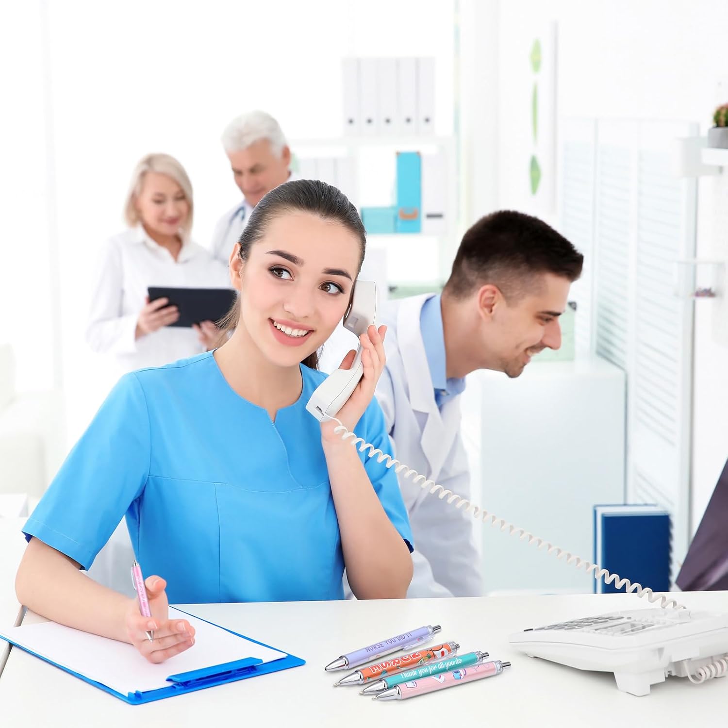 Geyee Nurse Ballpoint Pens Lovely Cartoon Nurse Pens Cute Retractable Nursing Pens Funny Ink Ballpoint Pens for Medical Assistants Students Workers Office Appreciation Gifts (10 Pcs)