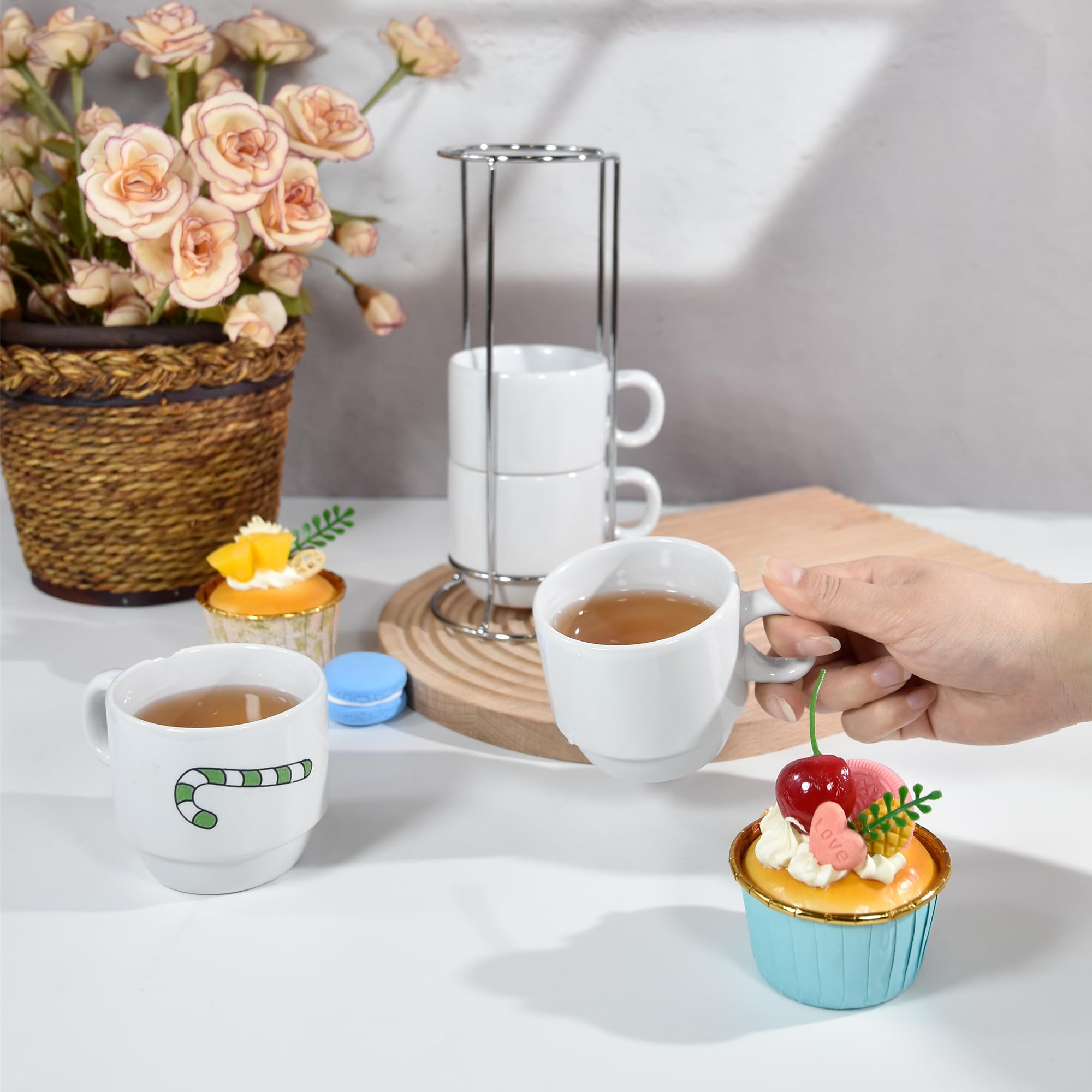 Amazon.com: AGH 6oz Sublimation Mugs Blanks Bulk, Sublimation Coffee  Stackable Mug Cups, White Plain Ceramic Mug Cups for Sublimate, Coffee,  Latte, Soup, Milk, Hot Cocoa 16pcs : Home & Kitchen