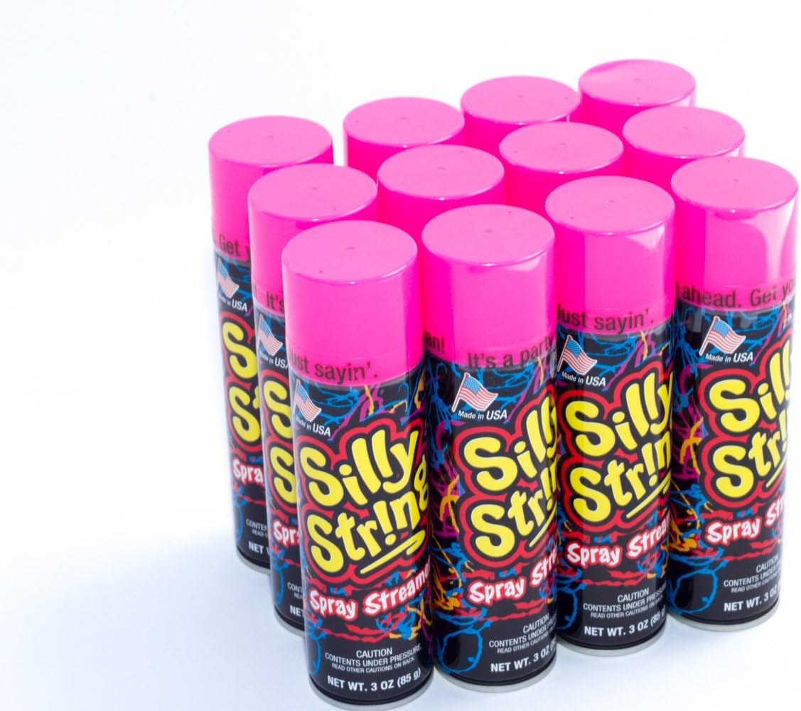 Gender Reveal Baby Shower Party Streamers - 12 Pack (3 Ounce Cans) (PINK)