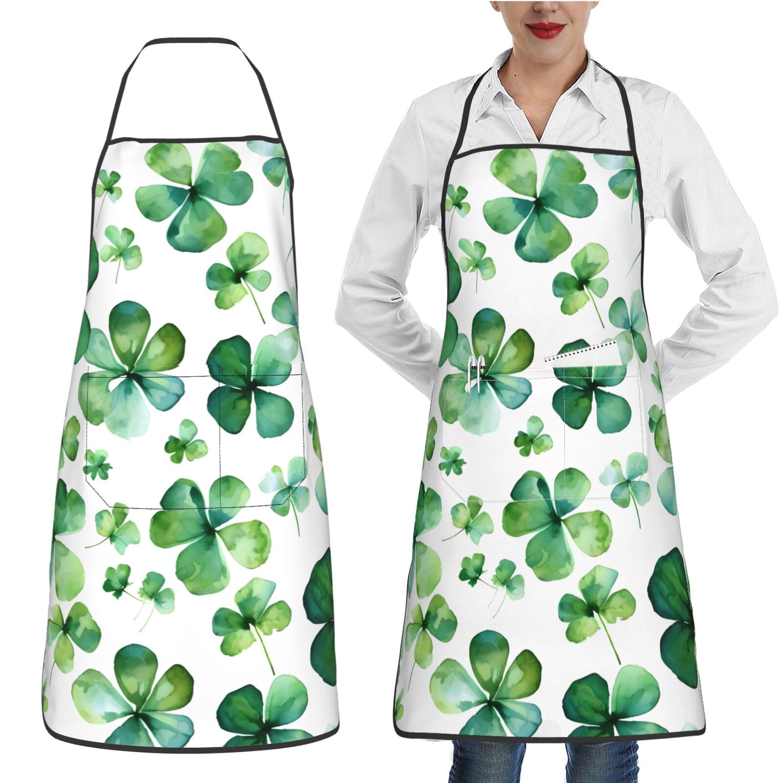 Mxzerfkgla Unisex Happy St Patrick's Day Waterproof Aprons For Women Men Adjustable Bib Apron Chef Cooking Aprons For Kitchen