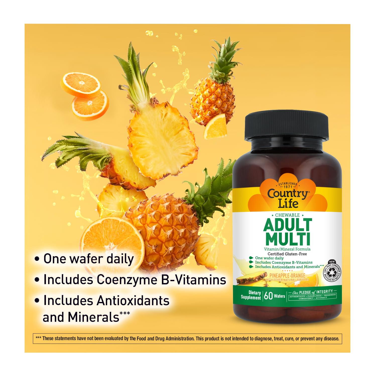 Country Life Adult Chewable Multivitamin, Pineapple Orange, 60 Wafers — Amazon image 5
