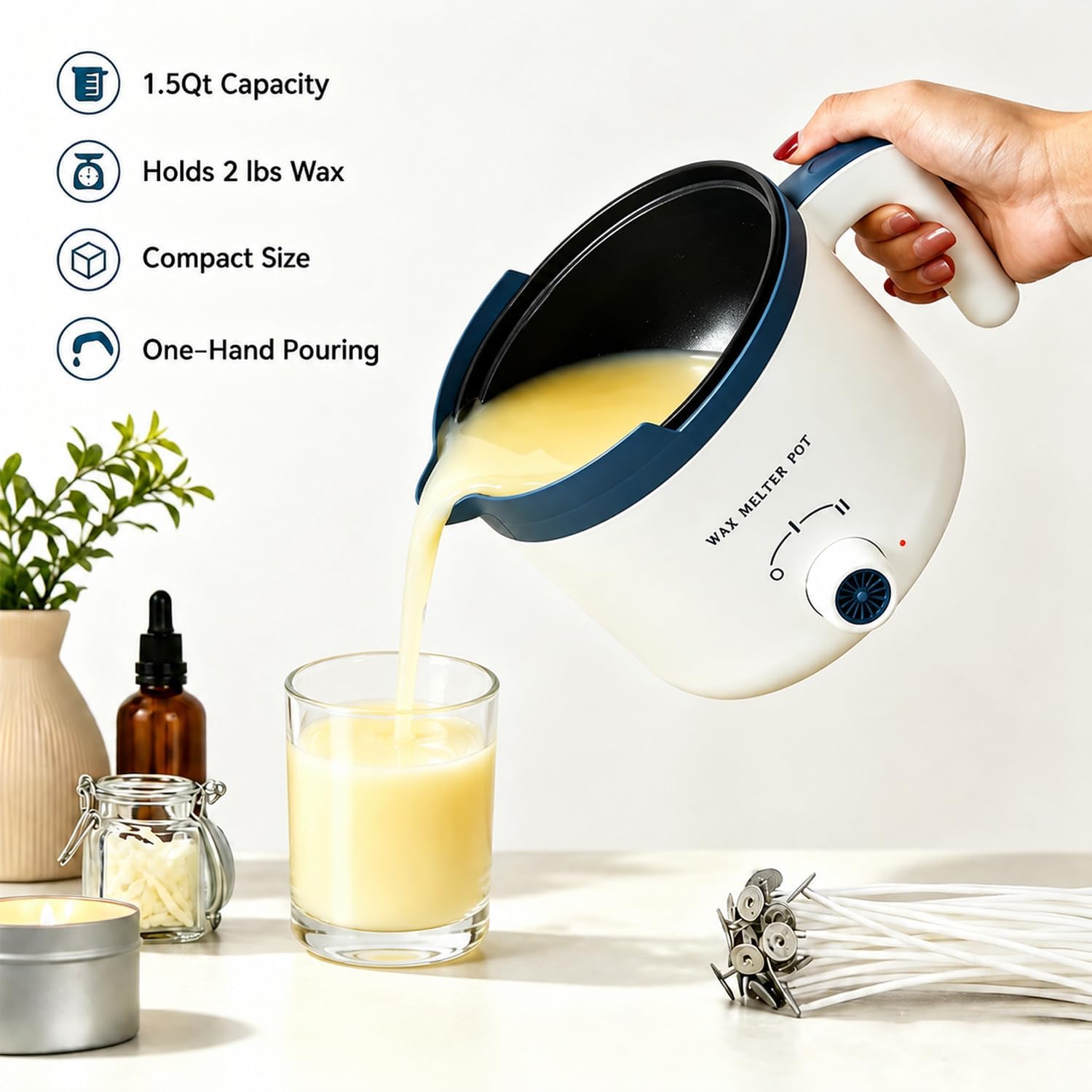 KQU Electric Wax Melting Pot with Non-Touch Thermometer(Without Battery) image 3