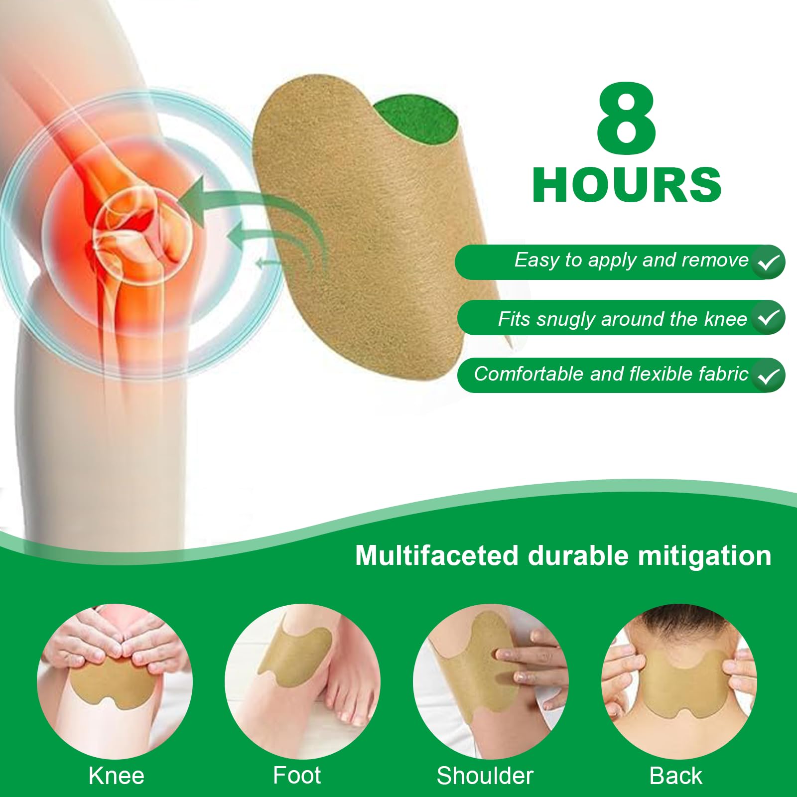 60 Stück Pain Relief Patch – Kräuterpflaster, Selbstklebende Kniepflaster Gegen Schmerzen, Knee Patch für Knie, Rücken, Nacken und Muskelkater