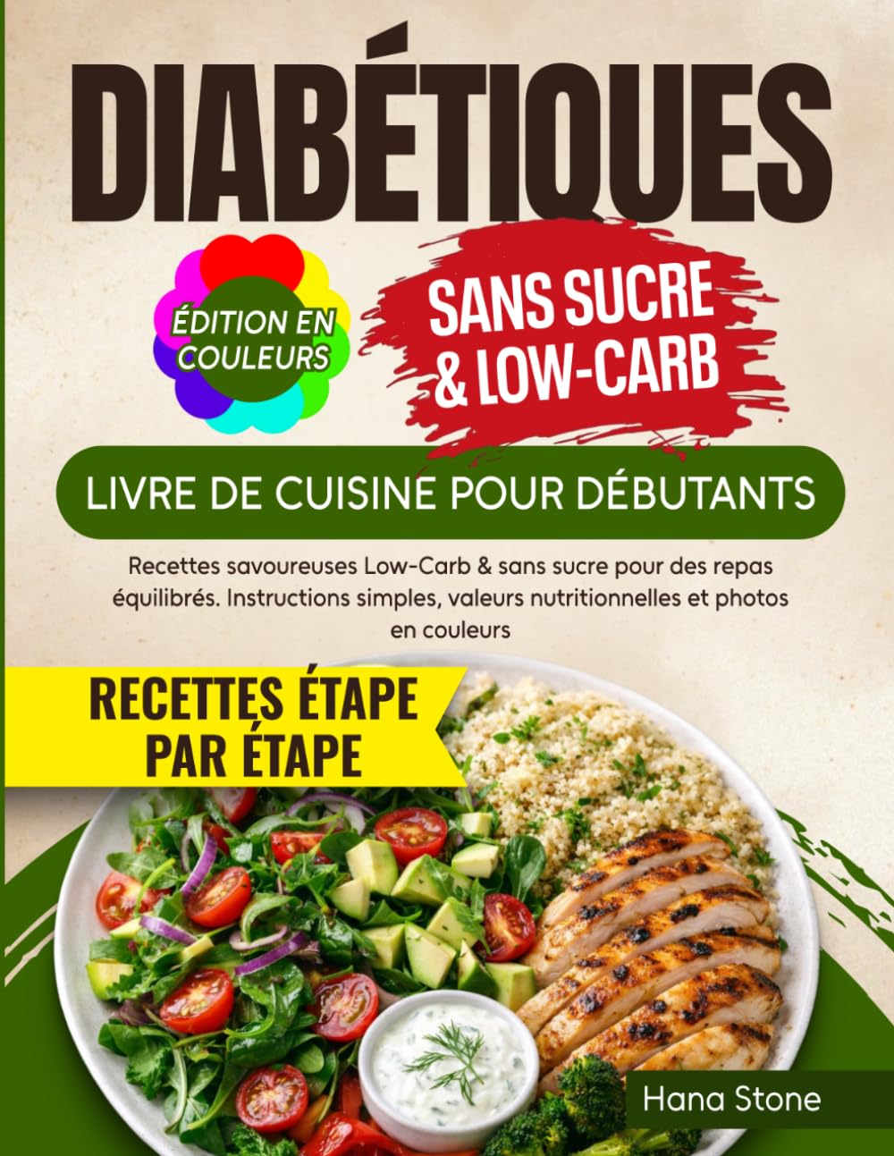 Livre de Cuisine pour Diabétiques Débutants: Recettes savoureuses Low-Carb & sans sucre pour des repas équilibrés. Instructions simples, valeurs nutritionnelles et photos en couleurs