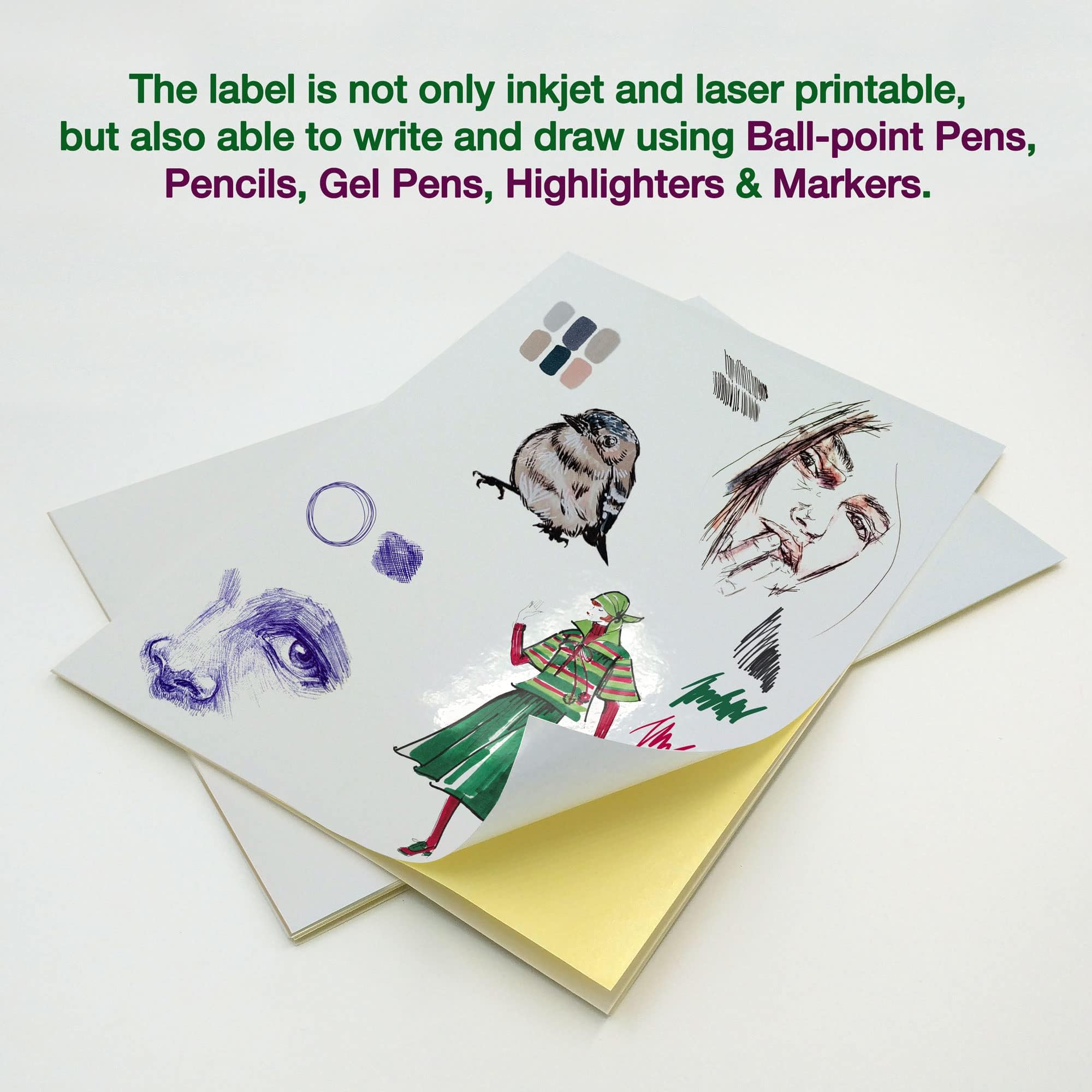 Evergreen Goods - Fogli di carta per stampa di etichette autoadesive formato A4, 500 fogli di carta adesiva con retro adesivo, per creare adesivi, etichette e altro ancora