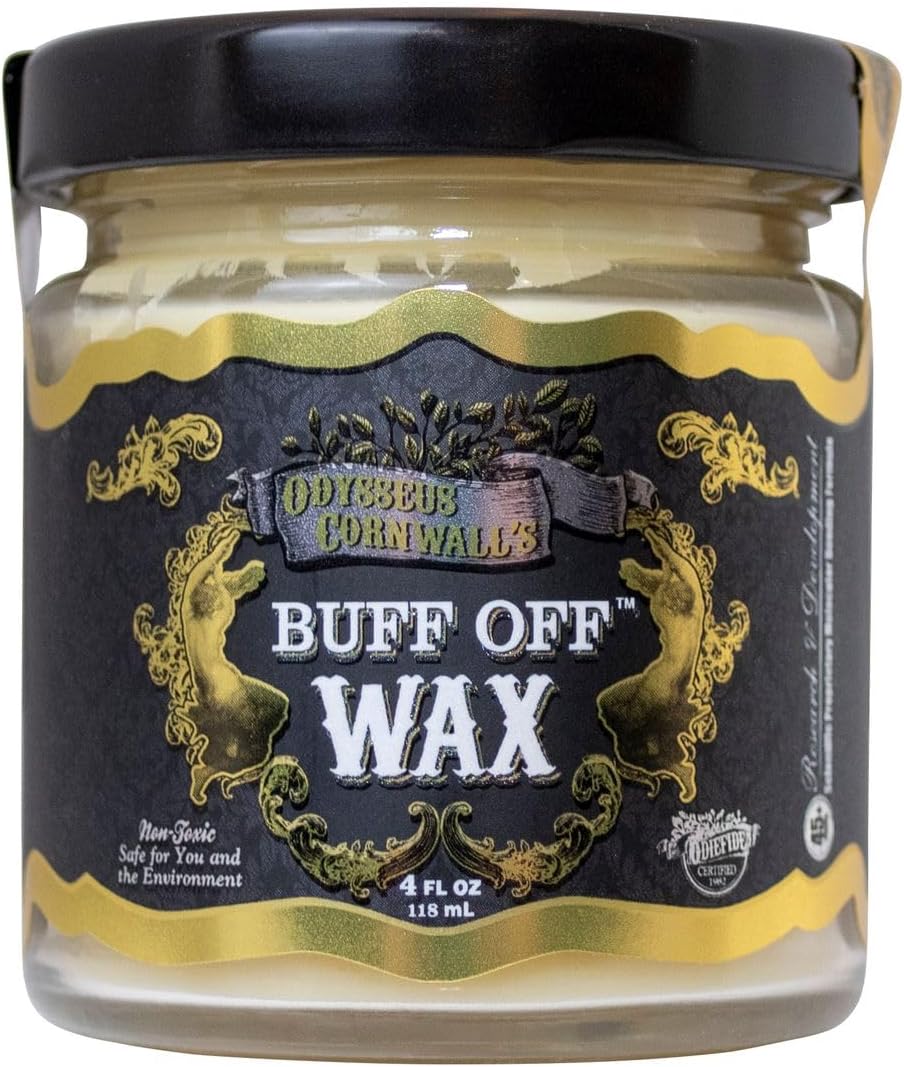 Odysseus Cornwall's BUFF OFF Ultra-Premium Concours Hard Wax – Hydrophobic Water Beading, High-Gloss Shine & Long-Lasting Paint Protection – Ceramic Coating Alternative – 4 oz Covers 20+ Cars