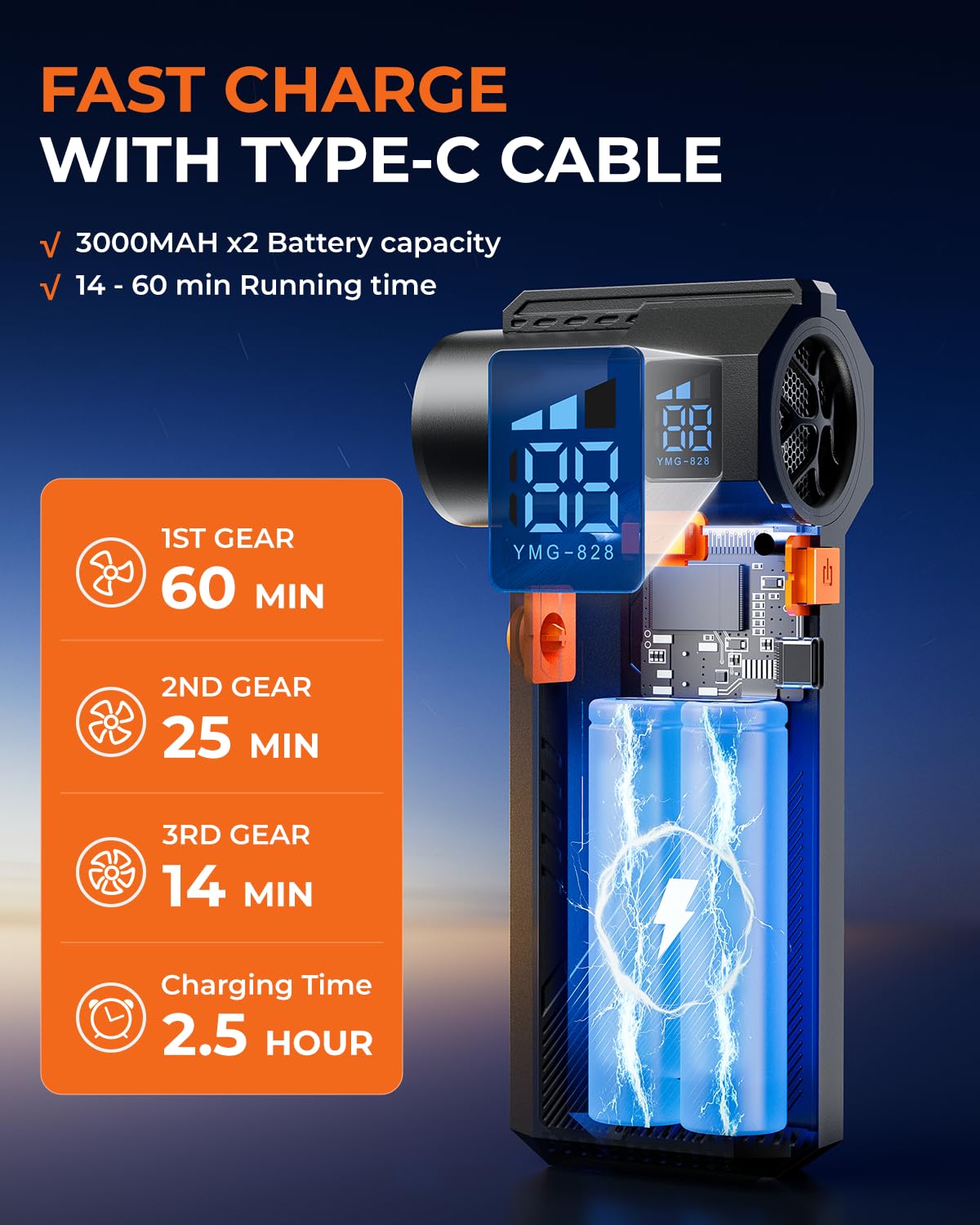 AHNR - Plumero de aire comprimido, 160.000 rpm, potente soplador eléctrico recargable con motor sin escobillas, mini soplador de aire ajustable de 3 engranajes inalámbrico para computadora, teclado