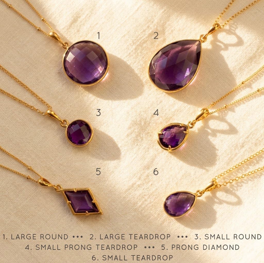 Danique Jewelry Purple Amethyst Necklace, February Birthstone Necklace