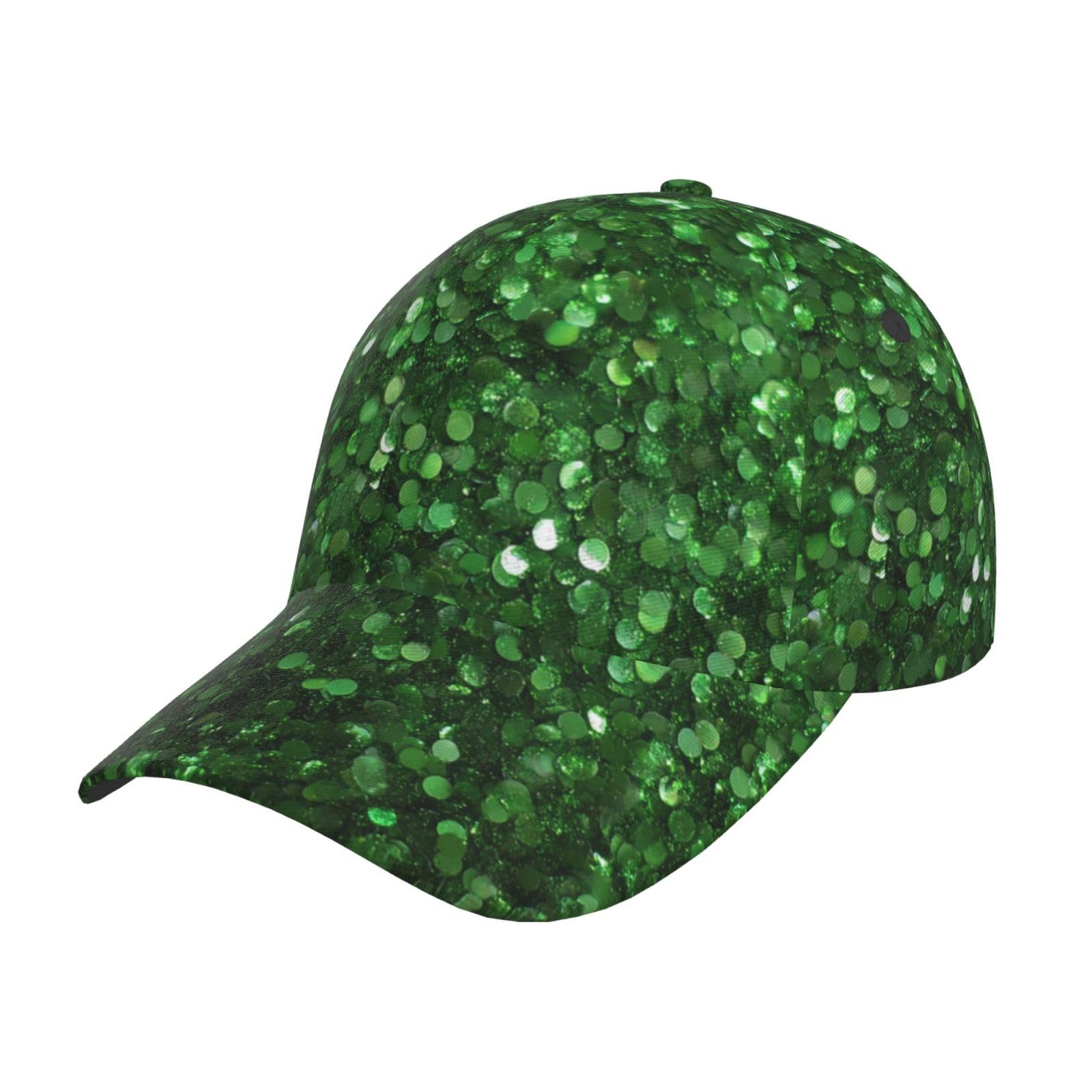 ZSUUGJ Green Glittering Pattern Baseball Cap Unisex Adjustable Baseball Hats for Sports Outdoor