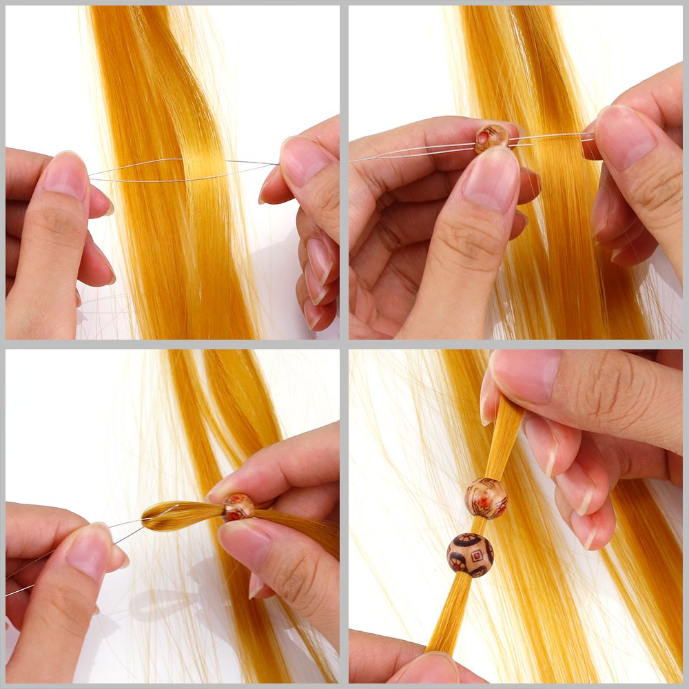 PP OPOUNT 587 Pieces Dreadlocks Beads DIY Hair Braid Accessories with 3 Sizes Natural Painted Wood Beads, Braid Rings Hair Hoops, Dreadlocks Beads and Hair Clips for Hair Decoration
