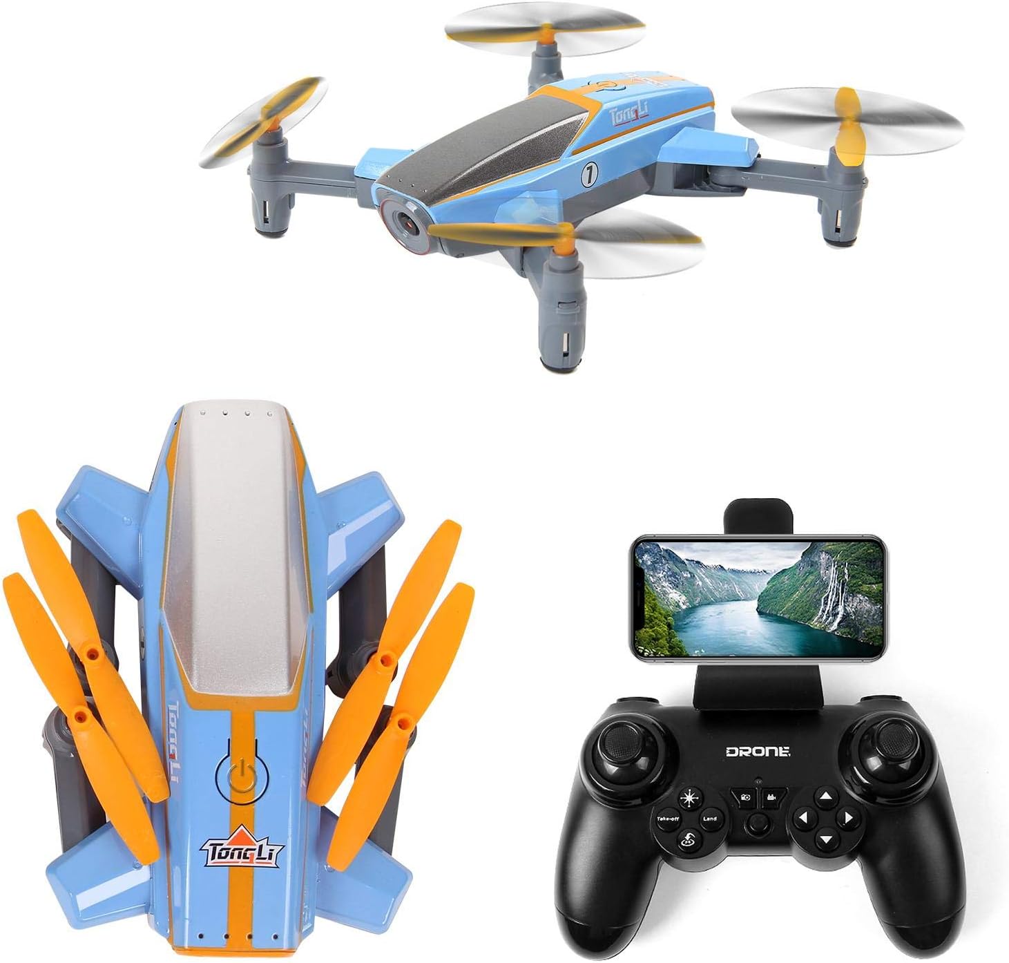 X11 Outdoor Folding FPV Quadcopter RC Drone with 1080P HD Camera for Adults and Teens Flow Positioning, Speed Control, Altitude Hold, Headless Mode, LED Light (Blue)