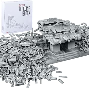Lekebaby Classic 1500 Pieces Building Bricks Kit Basic Brick Set Classic Colors for Kids Creative Play, Compatible with All Major Brands, Gifts Educational Toy for Boys Girls 6 Years Old and UpGray