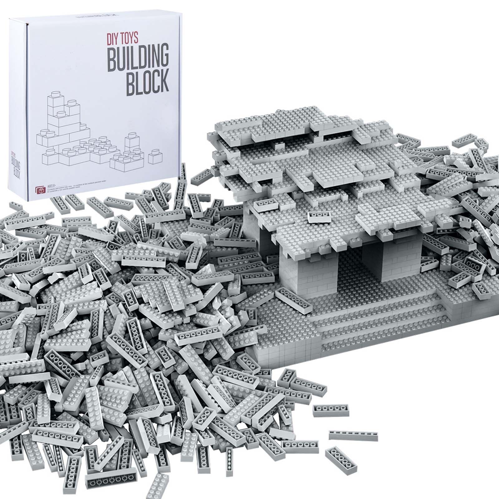 Lekebaby Classic 1500 Pieces Building Bricks Kit Basic Brick Set Classic Colors for Kids Creative Play, Compatible with All Major Brands, Gifts Educational Toy for Boys Girls 6 Years Old and Up(Gray)