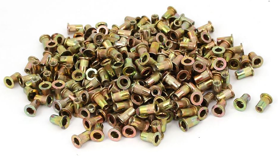 M4 x Nails, Screws & Fasteners 11mm Knurled Flat Head Rivet Nut Embedment Insert Nut & Bolt Sets 500PCS