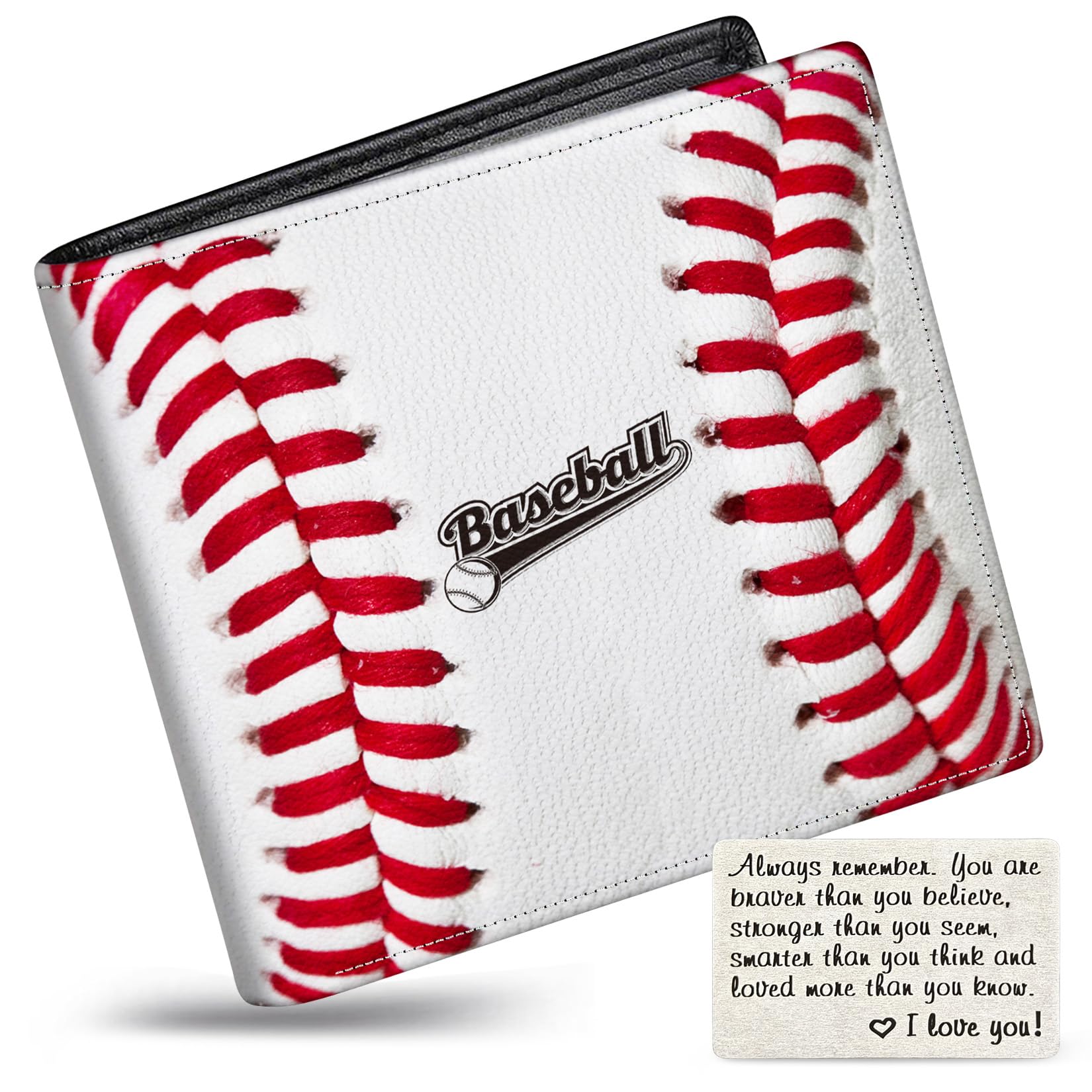 Boys Wallet for Kids, Teen Boy Baseball Wallets 9-12 8-10 8-12, Cool Novelty Leather Bifold Rfid Blocking Purse Coin Pocket Zipper Id Window for Children Men Male Youth Guys Birthday Gifts