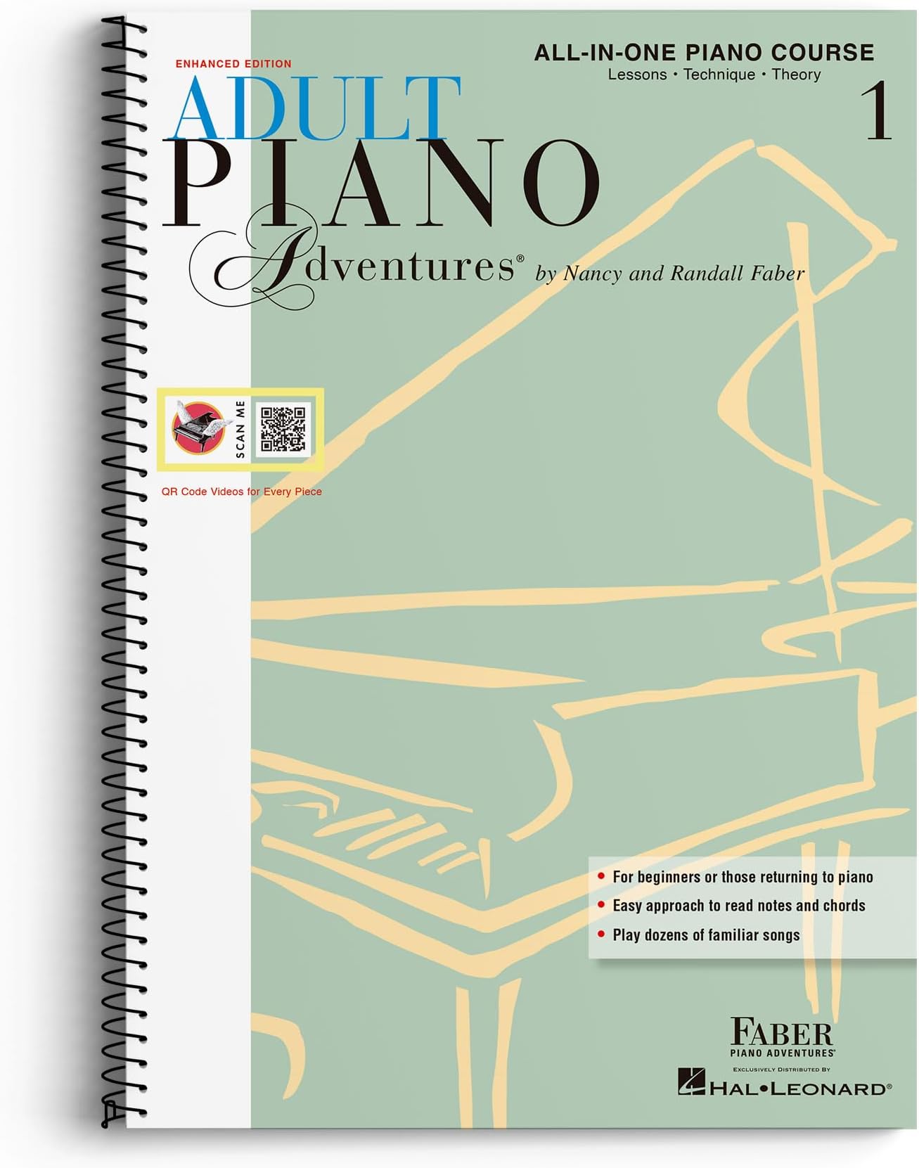 Adult Piano Adventures: All in One Course - Book 1 | Faber Beginner Method Piano Book for Adults with Chords and Music Notation | Piano Sheet Music and Theory for Self Learners With Digital Audio