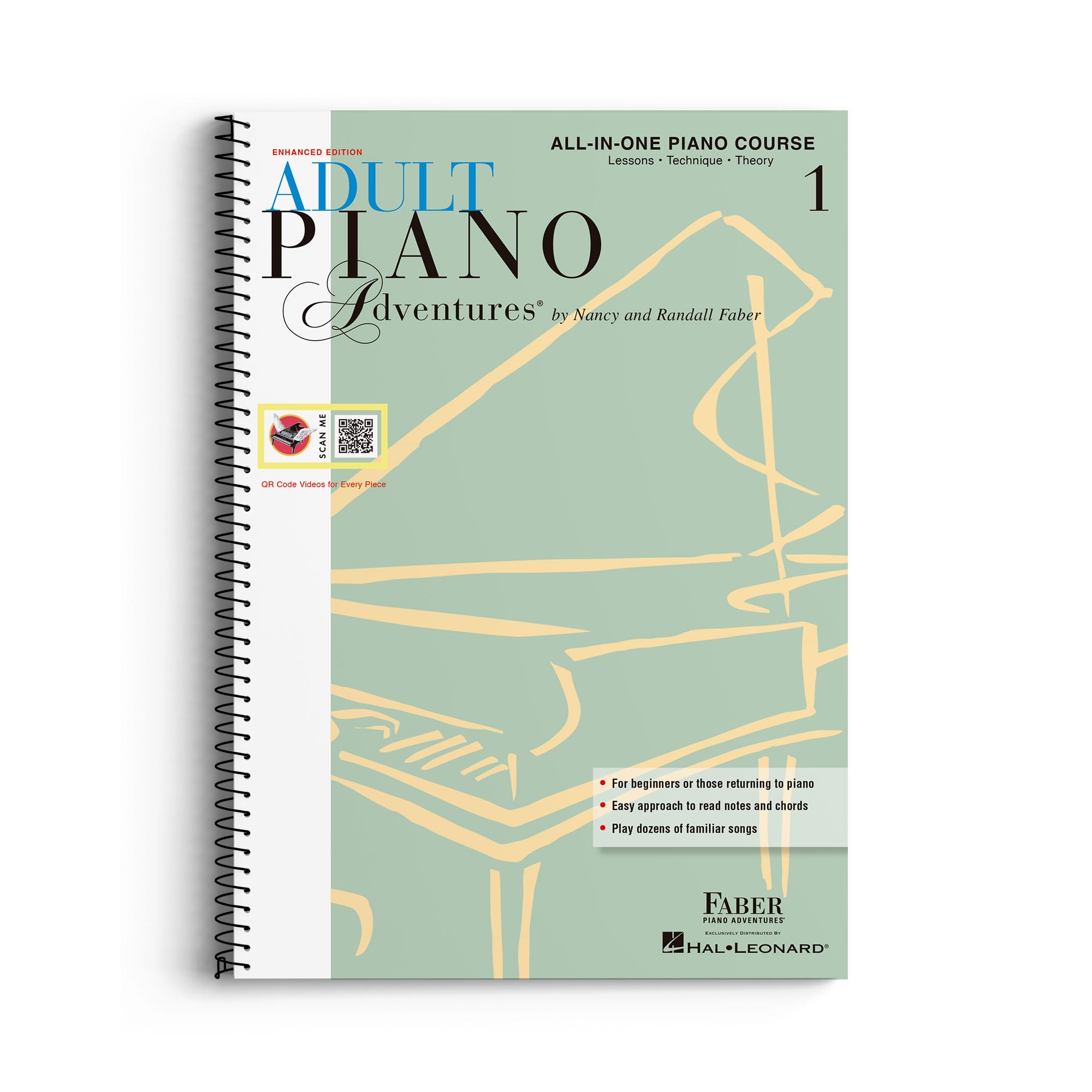 Adult Piano Adventures: All in One Course - Book 1 | Faber Beginner Method Piano Book for Adults with Chords and Music Notation | Piano Sheet Music and Theory for Self Learners With Digital Audio Spiral-bound – January 1, 2002
