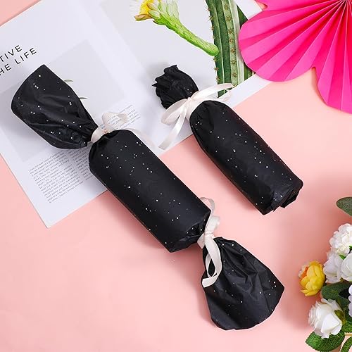 Miniatura 7 de 50 hojas de papel de seda para embalaje de pañuelos, papel para bolsas de regalo, papel de regalo con purpurina negra para envolver regalos, bolsas