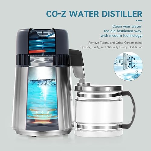 Miniatura 10 de CO-Z Destilador de agua destilación de acero inoxidable máquina de agua pura para mesa de encimera del hogar máquina de fabricación de agua