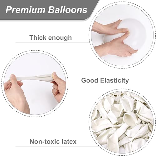 Miniatura 3 de RUBFAC 65 globos de fiesta de látex blanco, globos de fiesta de helio de 12 pulgadas con cinta para boda, cumpleaños, graduación, baby shower,
