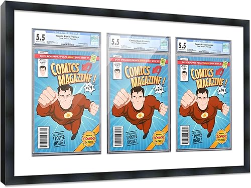 Miniatura 86 de Poster Palooza Marco de cómic con paspartú para 2 cómics CGC, CBCS o PGX Graded Comics – Marco de cómic negro para cómics de 8.125 x 13 pulgadas