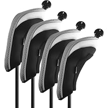 Andux Mesh Golf Hybrid Club Head Covers 4pcs/Set | with Dial No. Tag | Coloured Piping | all the Same Size