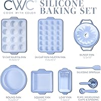 Vista 8 de COOK WITH COLOR Juego de 17 piezas de moldes de silicona para hornear - Moldes antiadherentes y fáciles de limpiar para magdalenas con marco de Azul