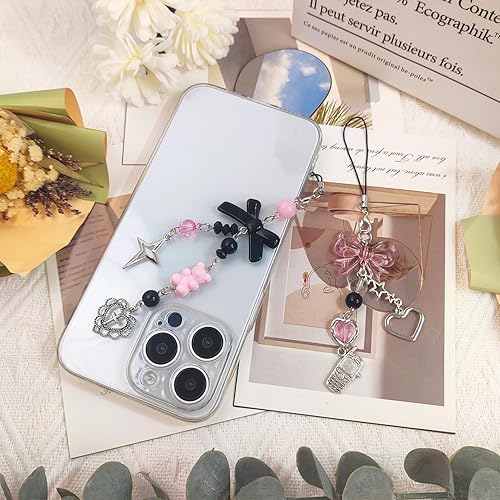 Miniatura 37 de 1-4 dijes estéticos para teléfono celular Y2K, correa de fresa, mariposa, estrella, accesorios Y2K para bolsa, llavero, Airpods, cámara, colgantes