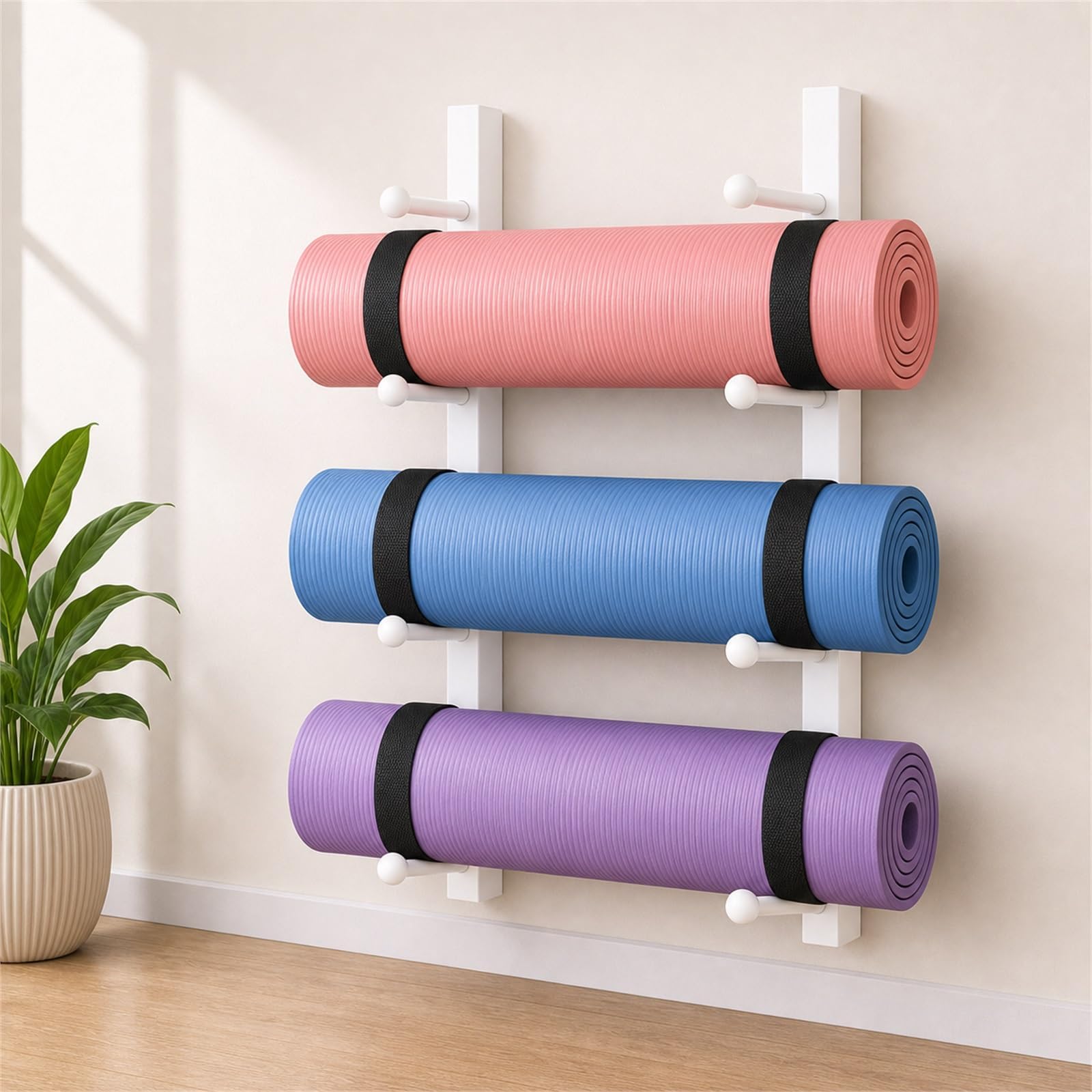 Yoga Mat Wall Storage Rack,Wall Mount Yoga Mat Storage Rack,Not Easy To Fall Off,Strong Load-Bearing Capacity,Suitable For Studios,Home Gyms,Schools,Or Any Fitness Venue