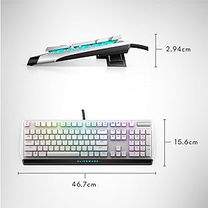Alienware Low-Profile RGB Gaming Keyboard AW510K Light, Alienfx Per Key RGB Lighting, Media Controls and USB Passthrough, Cherry MX Low Profile Red Switches, Lunar light