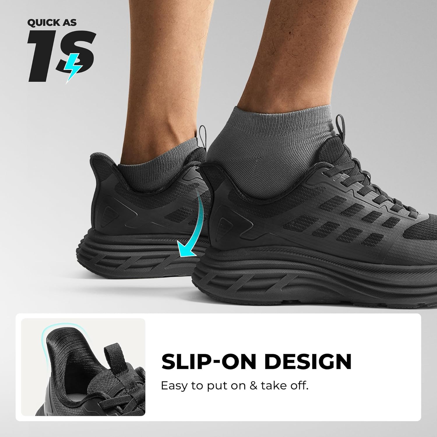 NORTIV 8 Men's Slip On Walking Shoes Cushioning Hands Free Non Slip Comfortable Workout Running Tennis Jogging Athletic Gym ActiveFloat Fashion Sneakers - Image 4