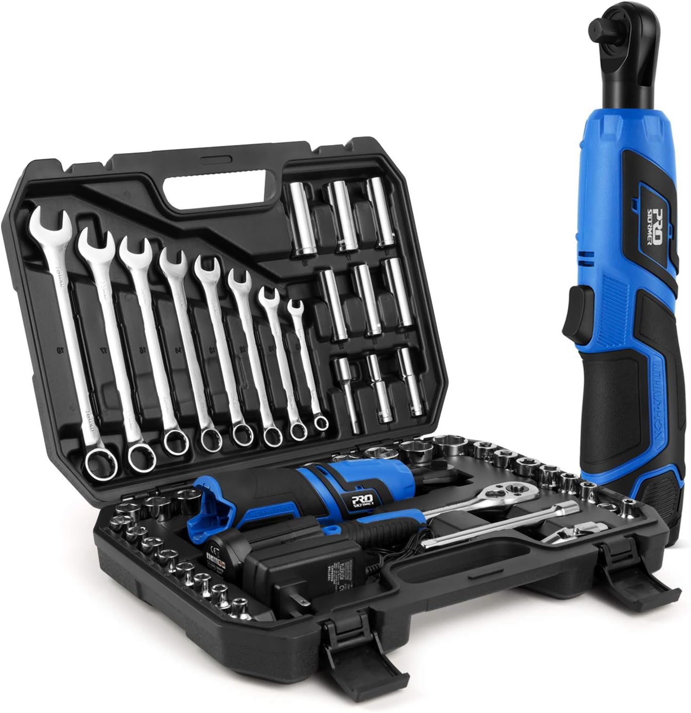 Creative Product PROSTORMER 50PCS 12V 3/8 Cordless Electric Ratchet Wrench Set, Socket Combination Wrench Auto Repair Tool Kit with Organizer Storage Case Black Friday 🔥 PROSTORMER 50PCS 12V 3/8 Cordless Electric Ratchet Wrench Set, Socket Combination Wrench Auto Repair Tool Kit with Organizer Storage Case