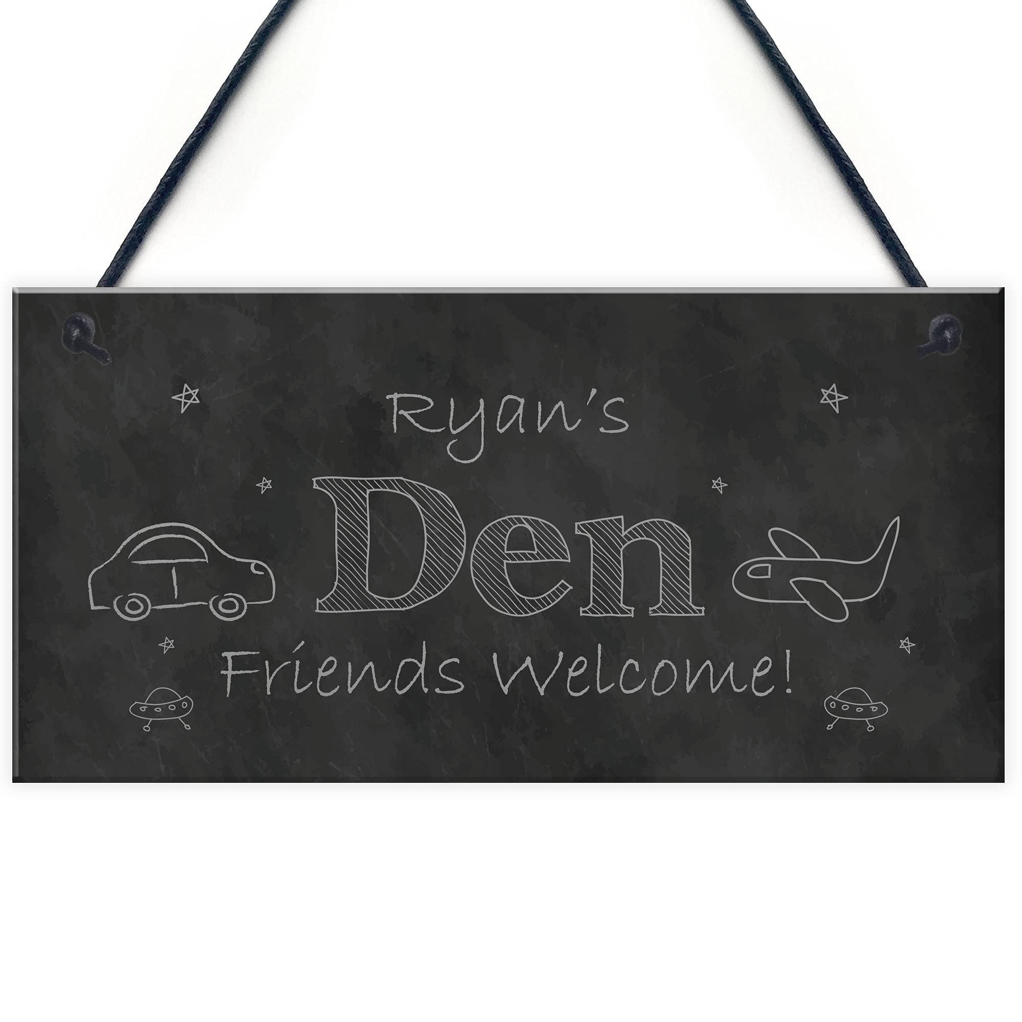 Chalkboard Effect PERSONALISED Den Sign For Playroom House Son Daughter Gift