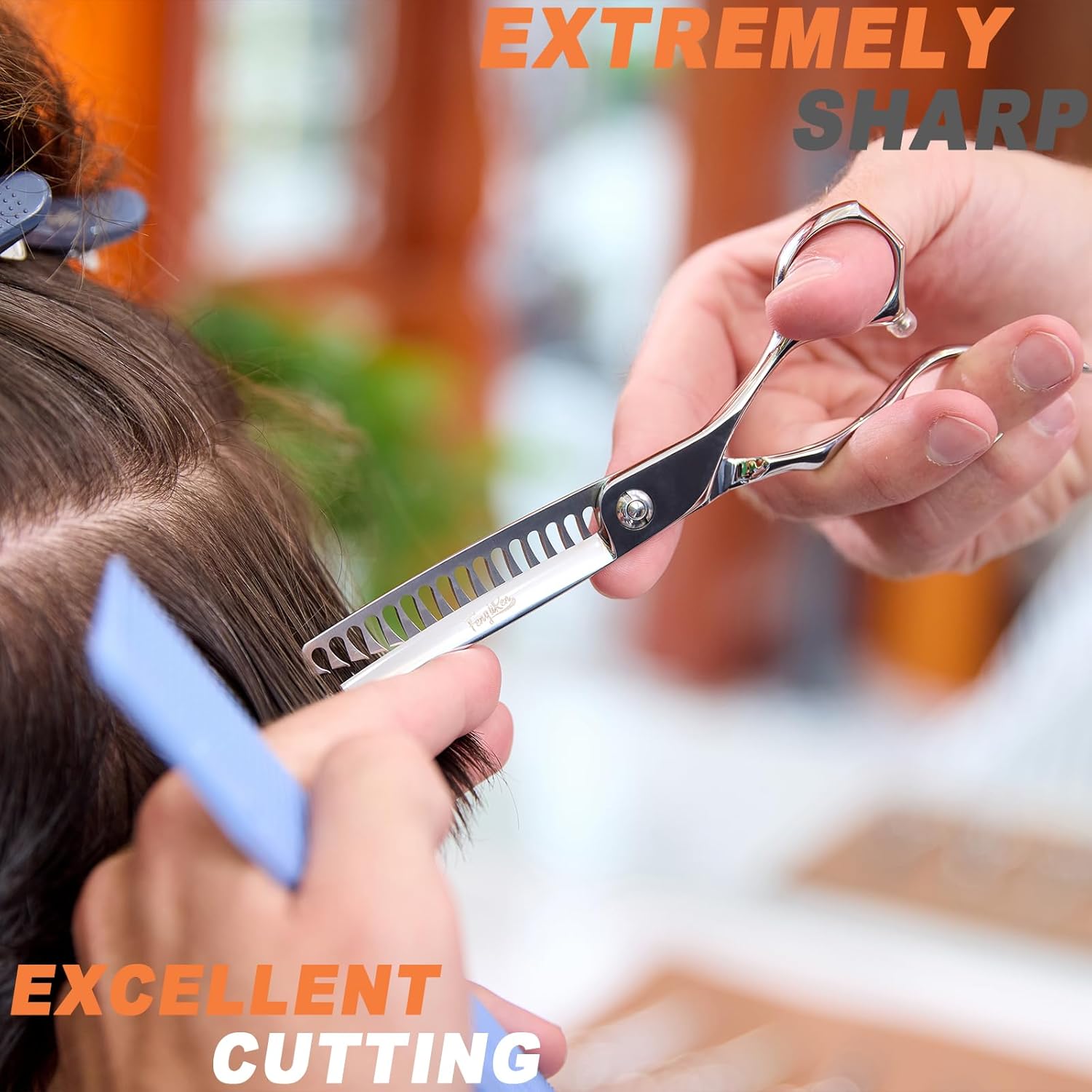 High-end Professional Hair Cut Thinning Scissors Hair Cutting Teeth Shears Barber Hairdressing Texturizing Scissor Extremely Very Sharp 6 Inch Stainless Steel Alloy For Men Women Salon& Home