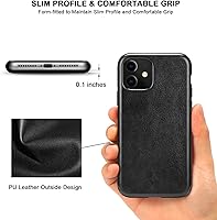 Vista 3 de TENDLIN Compatible con iPhone 11, funda híbrida de cuero de alta calidad de TPU (negro)