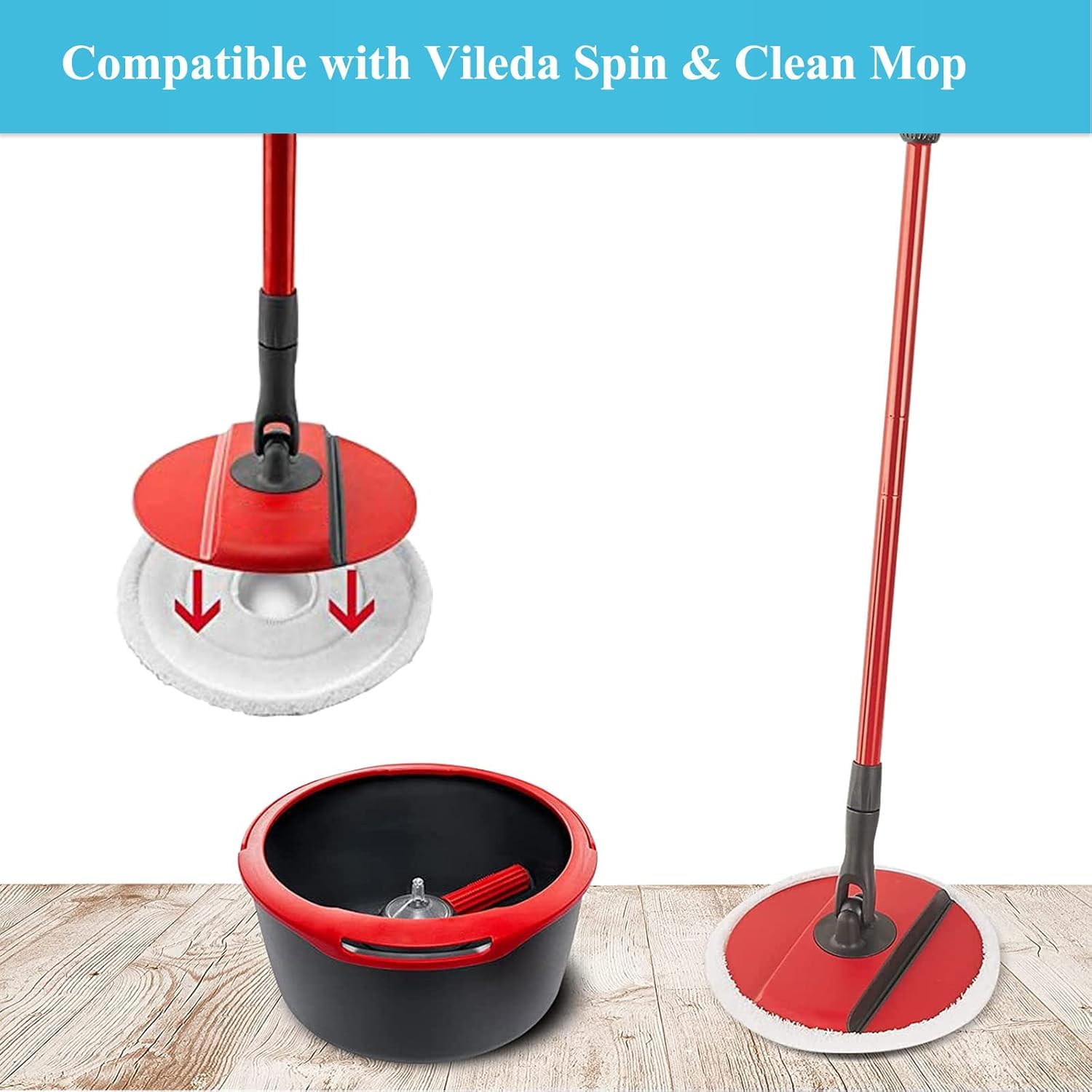 2 szt. Wymiana głowicy mopa do Spin and Clean Mop zmywalny wkład do mopa z mikrofibry do czyszczenia podłóg