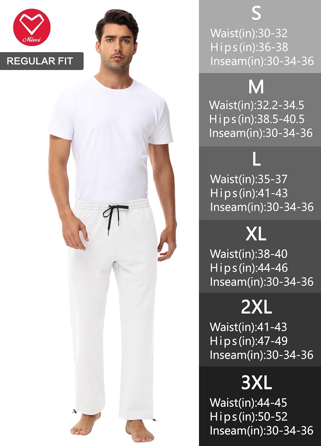 Men's Cotton Yoga Sweatpants Pure White - Image 6
