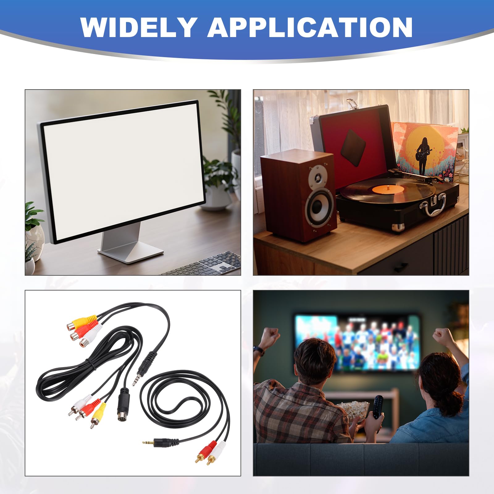 MECCANIXITY 2 cables TRS de 3,5 mm macho a conector 2RCA, 20 m (22 yardas), núcleo de cobre de 3 mm, cable AUX de audio de PVC para transmisión de sonido de alta fidelidad a TV, amplificador, altavoz