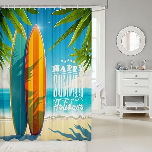 Miniatura 44 de Cortinas de ducha impermeables con diseño de barco pirata de caricaturas, tela de aventura marina, cortina de ducha de baño con peces submarinos,