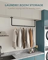 Vista 5 de OROPY Perchero industrial de tubo de 38.4 pulgadas, resistente y desmontable montado en la pared, barra de ropa de hierro negro, barra de colgar